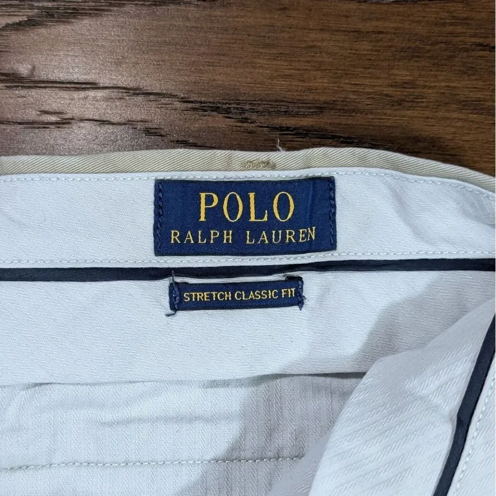 Polo Ralph Lauren Mens Shorts Sz 40 Beige Khaki Chino Stretch Classic Fit Casual